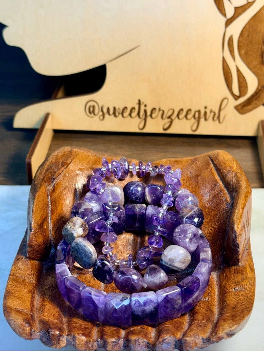 Purple Amethyst Stone of Spirituality Bracelet Stack Set